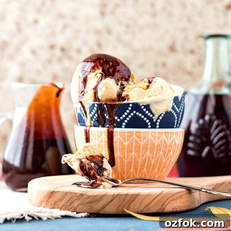 Pumpkin Cardamom Orange Ice Cream with Maple Chocolate Sauce 5 Pumpkin Cardamom-Orange No Churn Ice Cream with Maple Chocolate Sauce; © 2016 Jenni Field, Pastry Chef Online