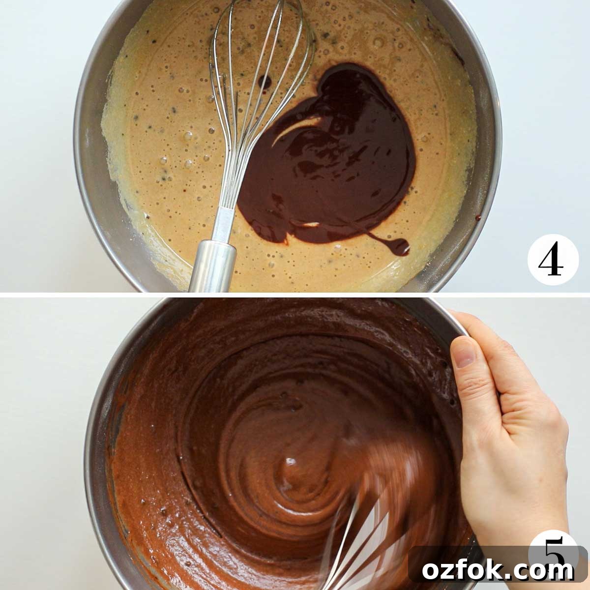 Chocolate Ginger Crinkle Cookies — Crunchy Earthquake Cookies 4 Mixing sugar mixture with chocolate mixture, and mixing all ingredients of the recipe.