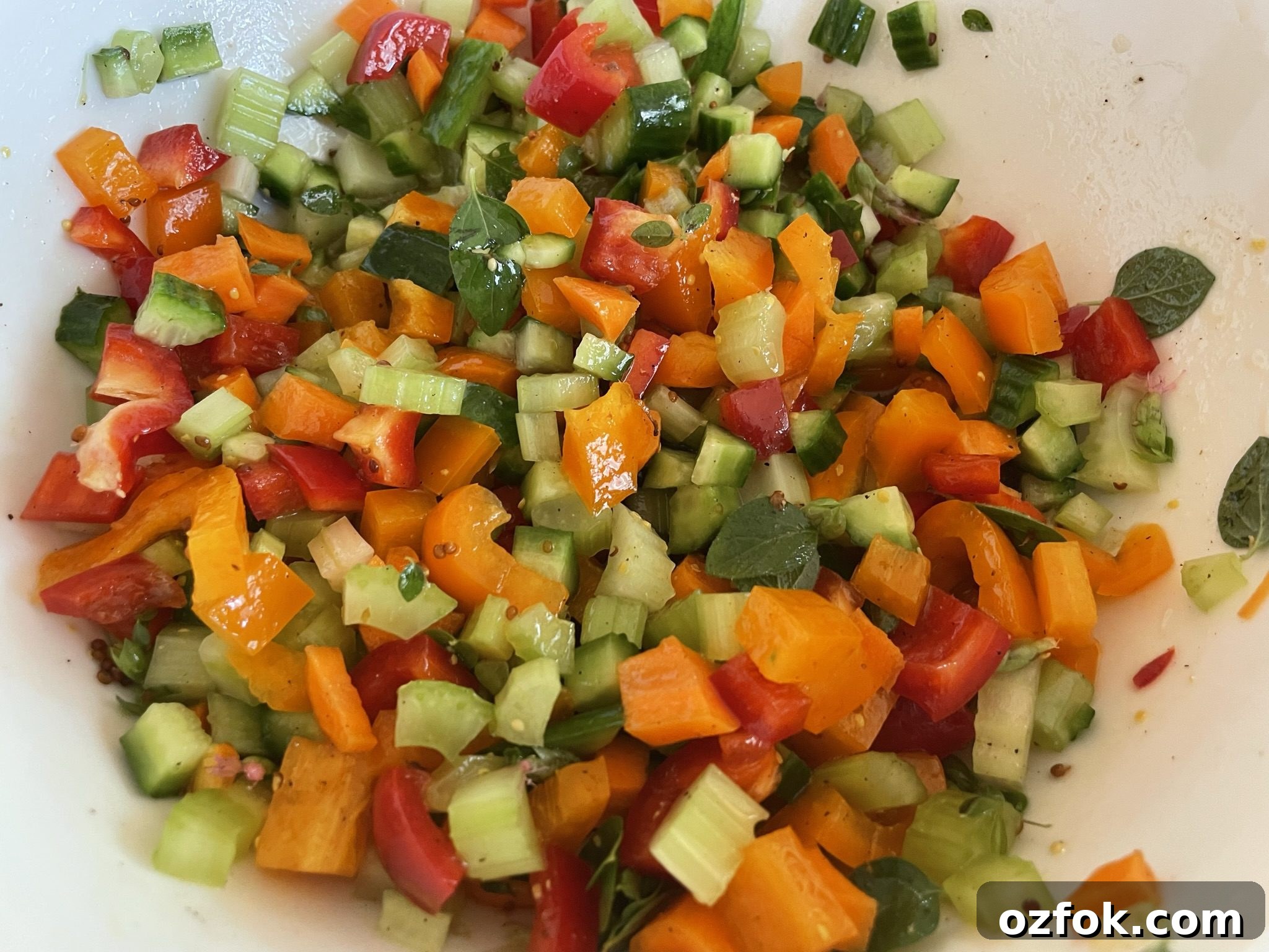Marinated diced vegetables