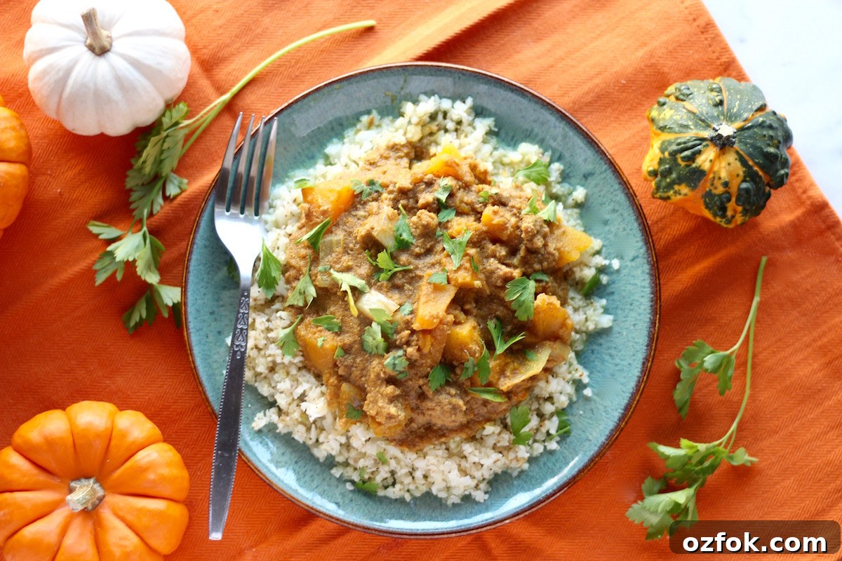 Crockpot Beef Pumpkin Curry (AIP) - an AIP, Paleo "curry" that is colorful and flavorful from turmeric, ginger, cinnamon, and butternut squash! | fedandfulfilled.com