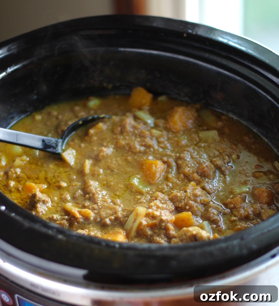 Crockpot Beef Pumpkin Curry (AIP) - a hearty, comforting AIP curry using turmeric, ginger, cinnamon, and of course, pumpkin! | fedandfulfilled.com