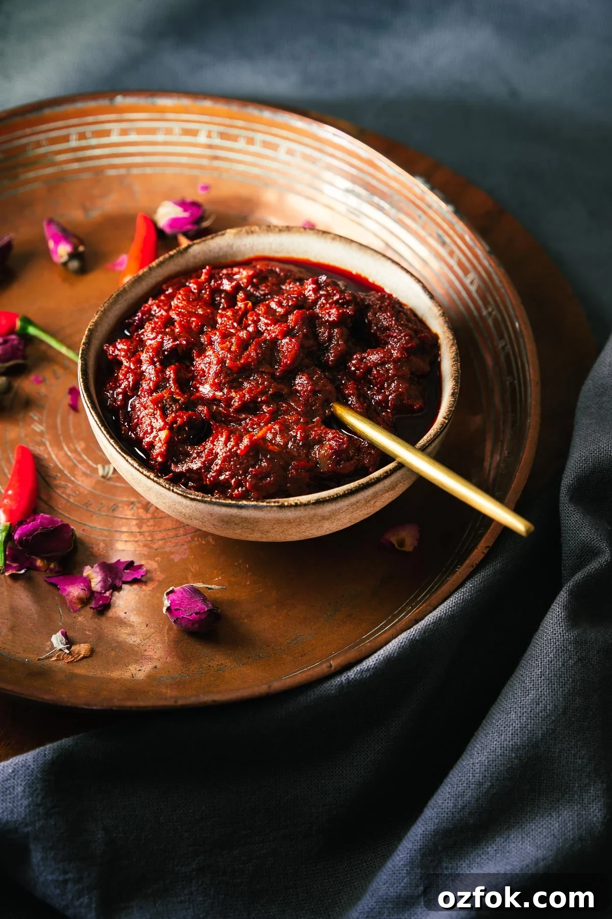 Homemade Rose Harissa Paste Recipe for Vibrant Flavor 10 Close-up of homemade harissa paste.
