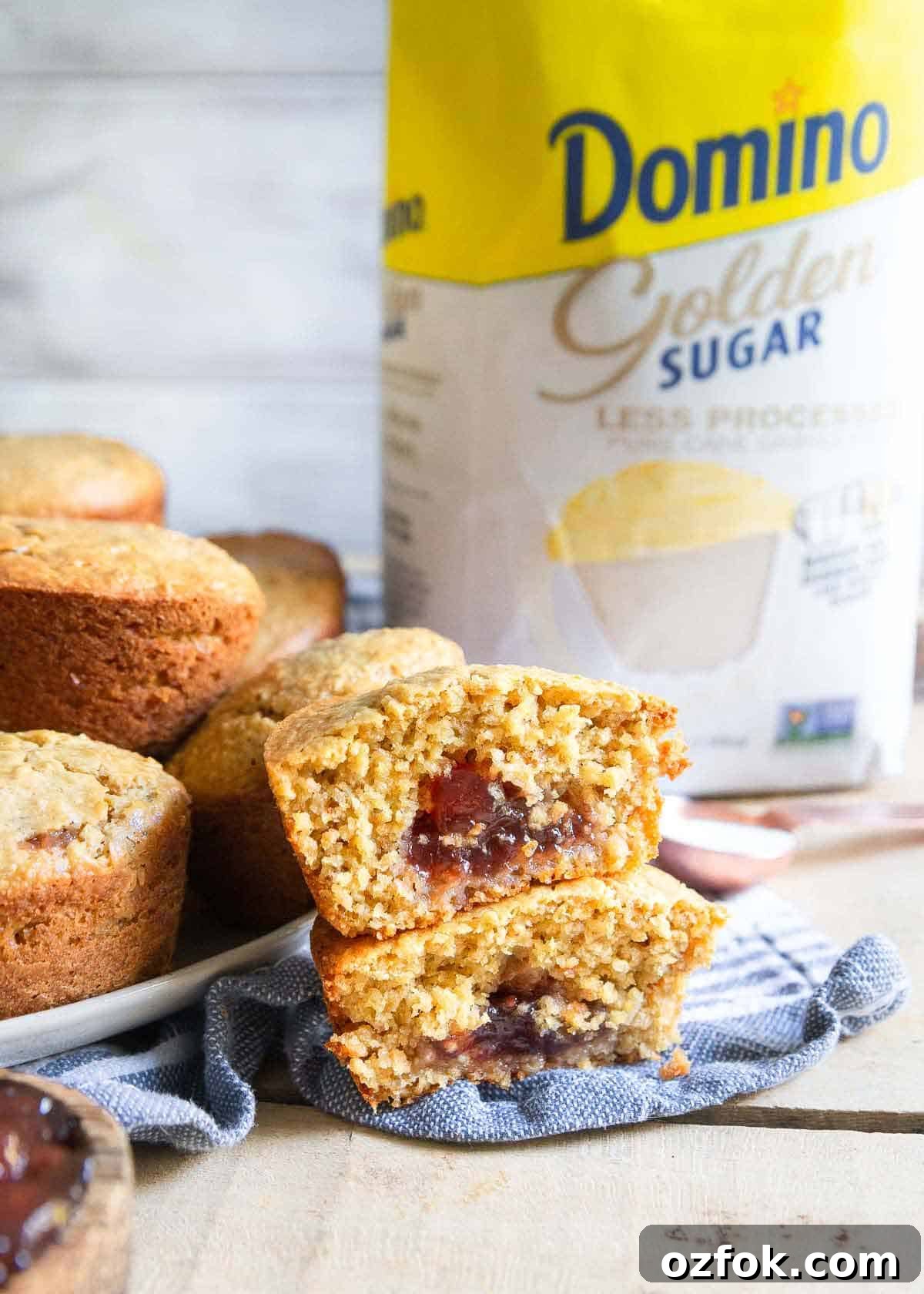 Kids and adults will both love these delicious peanut butter jelly muffins with their fun surprise center!