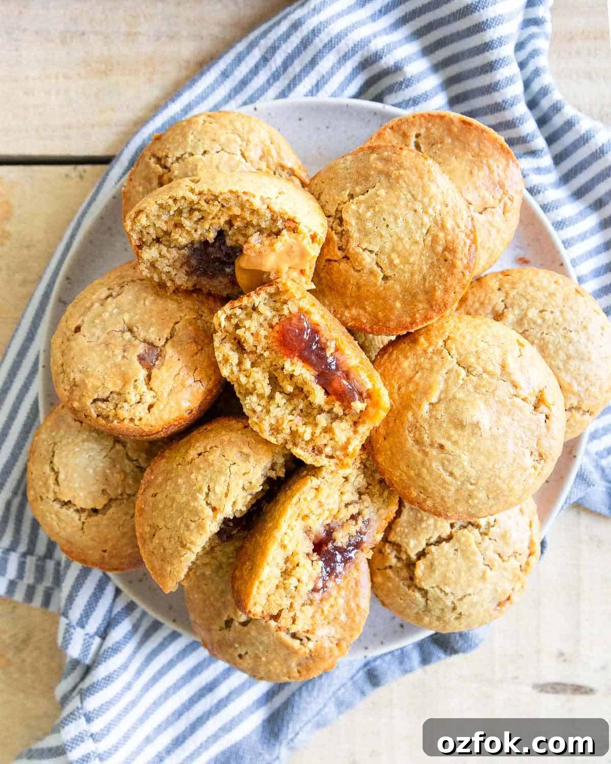 An easy recipe for peanut butter and jelly muffins to snack on all week long.