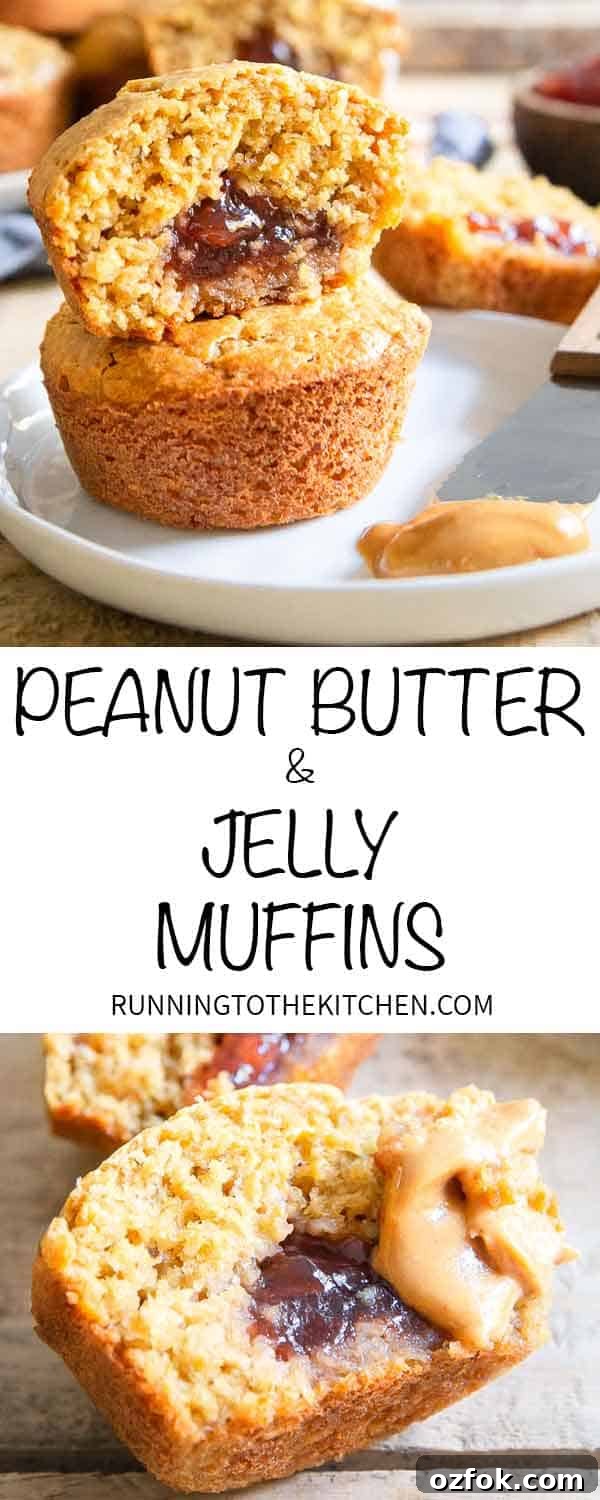 Pack one of these peanut butter jelly muffins in a lunchbox for kids or an afternoon pick me up for a long work day!