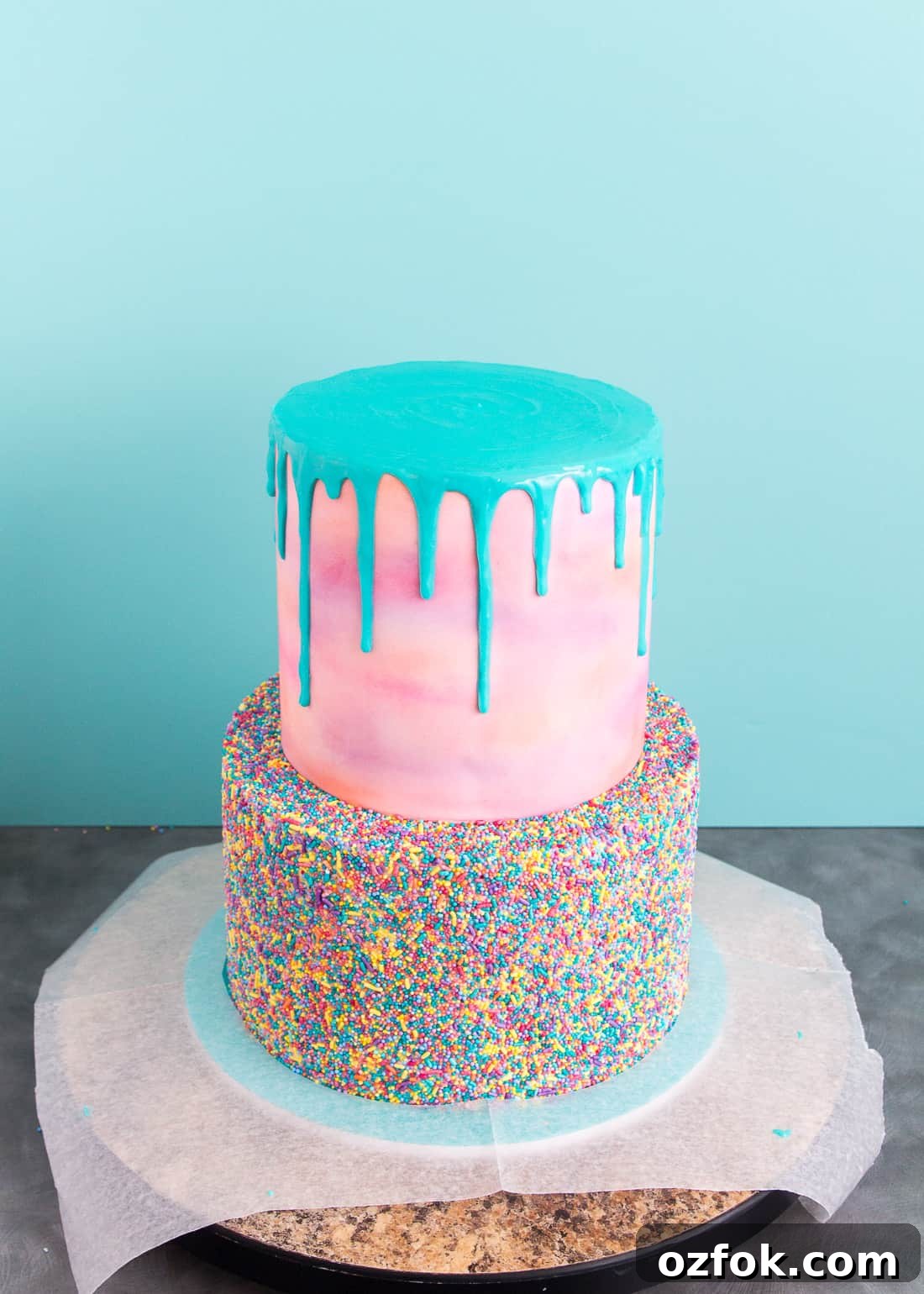 Sprinkle Cake Tutorial - Finished Sprinkle Cake