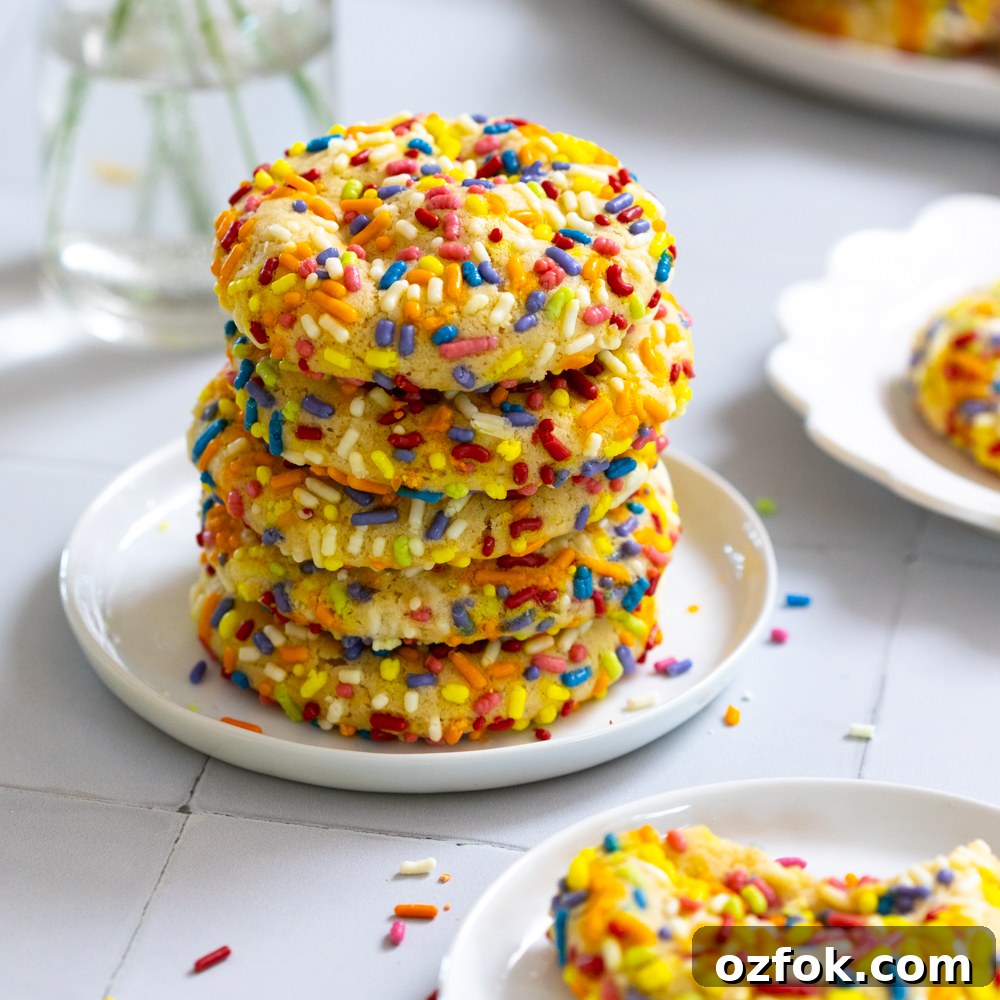 Lemon Rainbow Sprinkle Cookies Recipe — Bright Citrus Sugar Cookies 2 Lemon Rainbow Sprinkle Cookies by Baking The Goods
