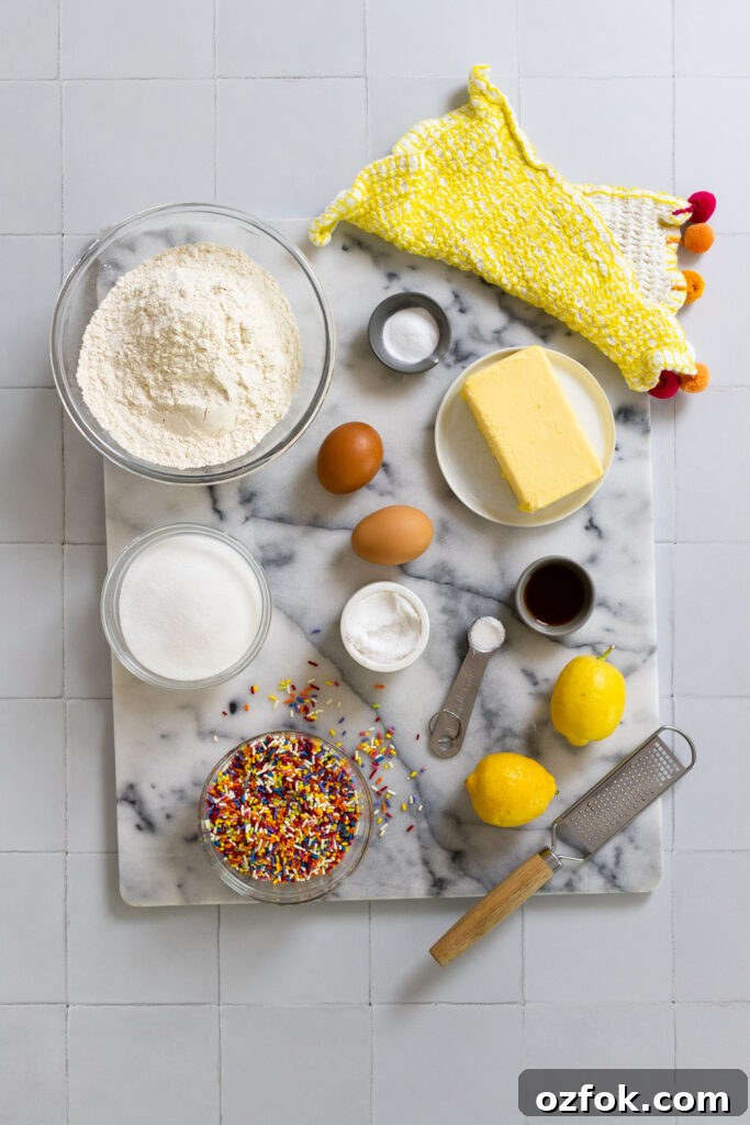 Lemon Rainbow Sprinkle Cookies Recipe — Bright Citrus Sugar Cookies 7 Ingredients for Lemon Rainbow Sprinkle Cookies
