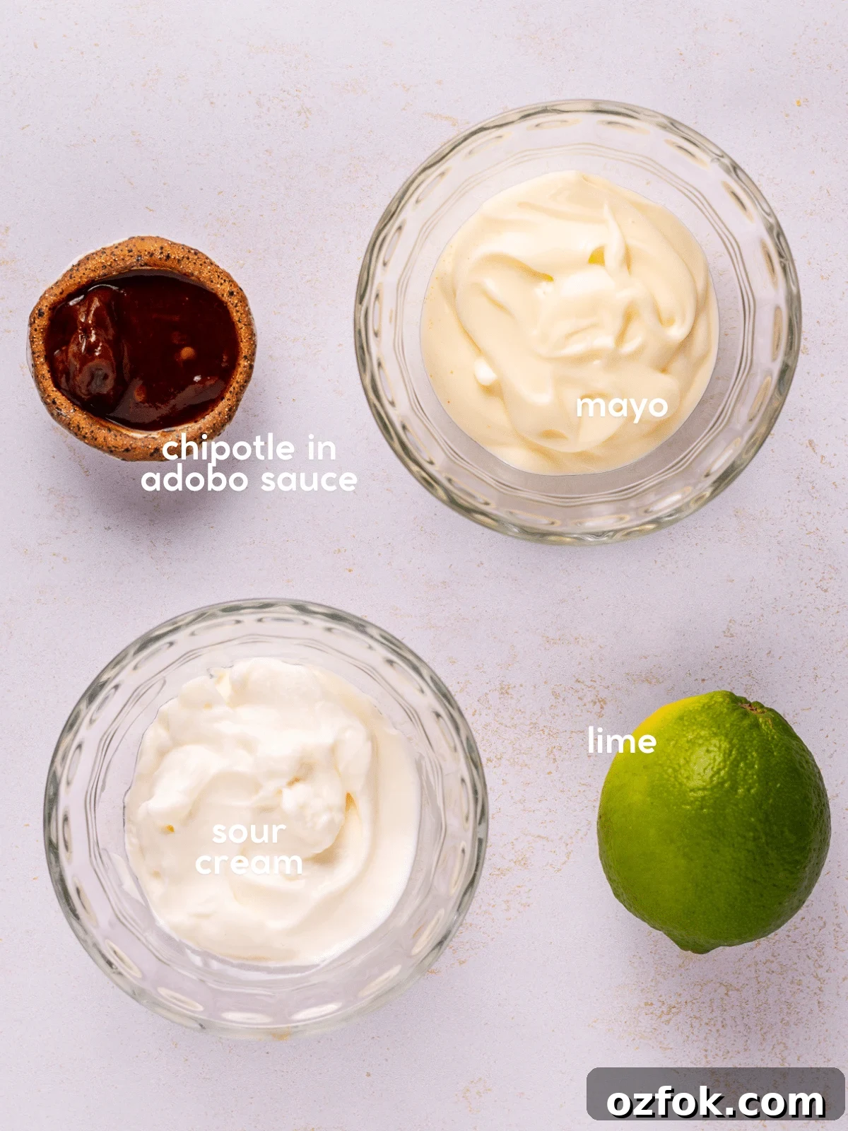 Chipotle Lime Sauce Recipe for Grilled Meats and Tacos 3 ingredients needed for the recipe- sour cream, mayo, lime, chipotle in adobo sauce