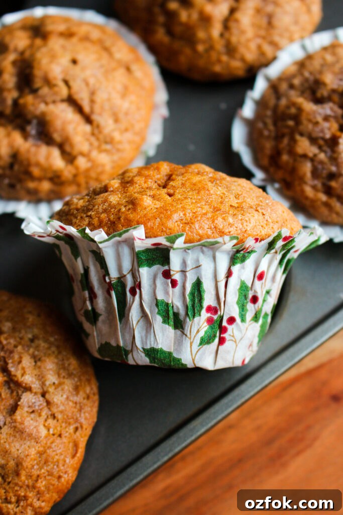 Gingerbread Banana Muffins Recipe — Spiced Banana Quick Breads 3 Muffin close-up