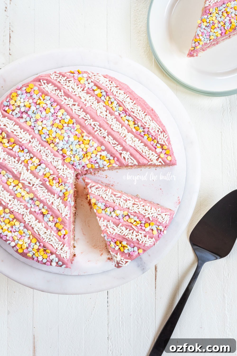 Vanilla Bean Cake with Strawberry Swiss Meringue Buttercream | All images © Beyond the Butter, LLC.