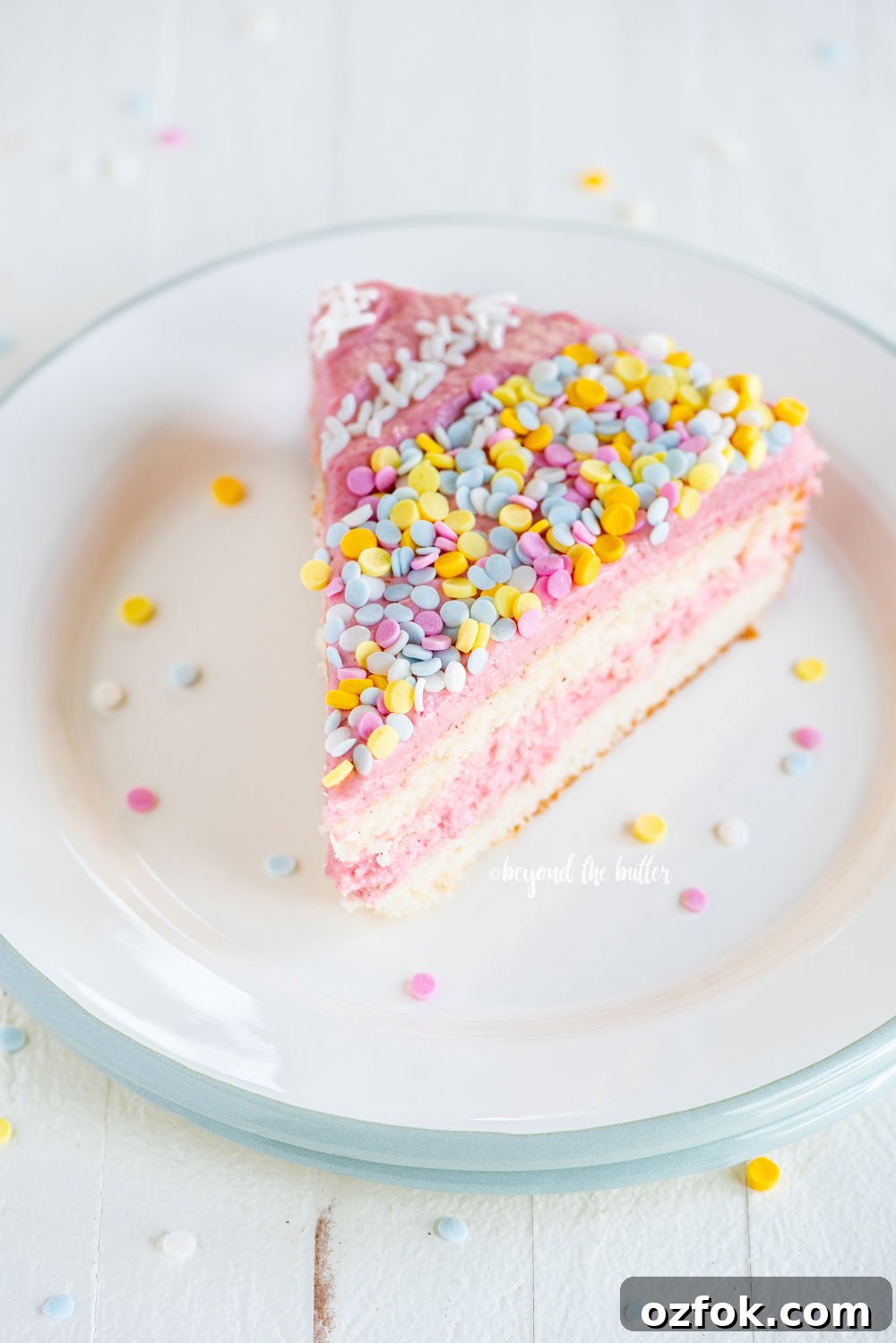 Vanilla Bean Cake with Strawberry Swiss Meringue Buttercream | All images © Beyond the Butter, LLC. 