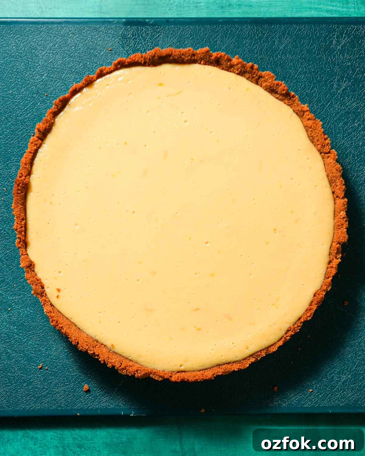 Meyer Lemon Pie with Honey Graham Cracker Crust Recipe 6 A finished meyer lemon pie ready to be chilled before adding whipped cream.