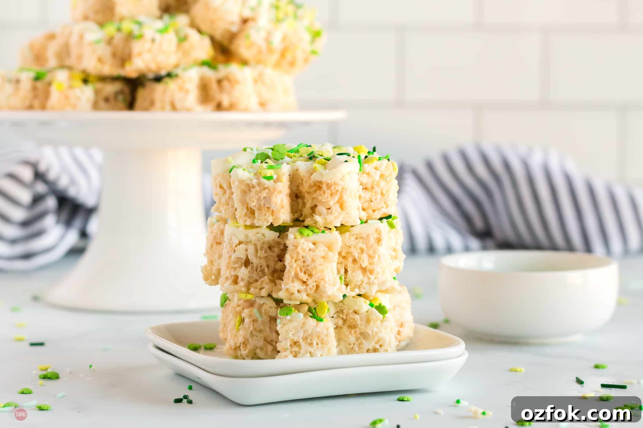 stack of treats on white plates