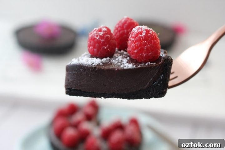 Raspberry Bailey's Chocolate Tart Recipe for Decadent Dessert 5 A close up of chocolate tart