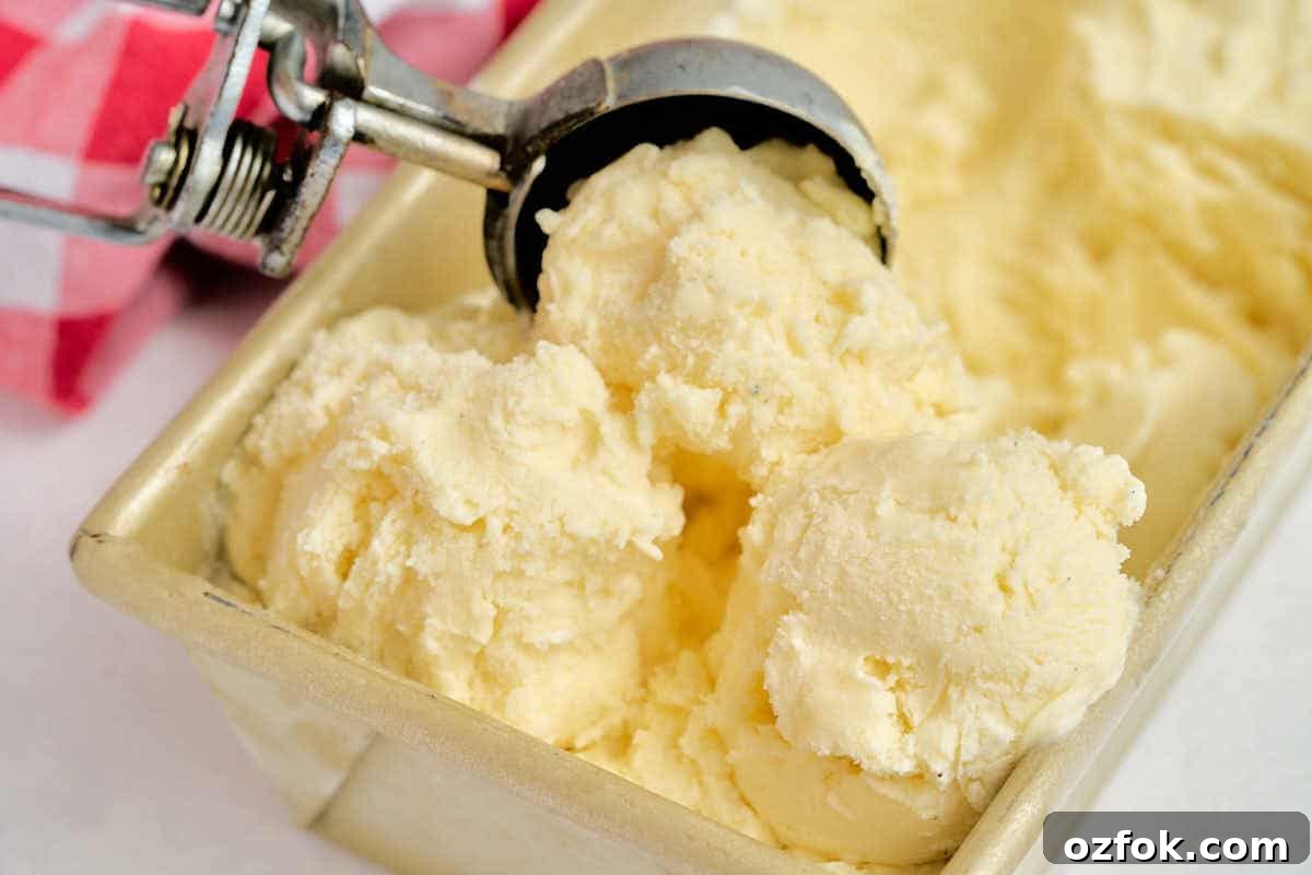 Classic Homemade Vanilla Ice Cream Recipe 11 homemade ice cream with red and white napkin