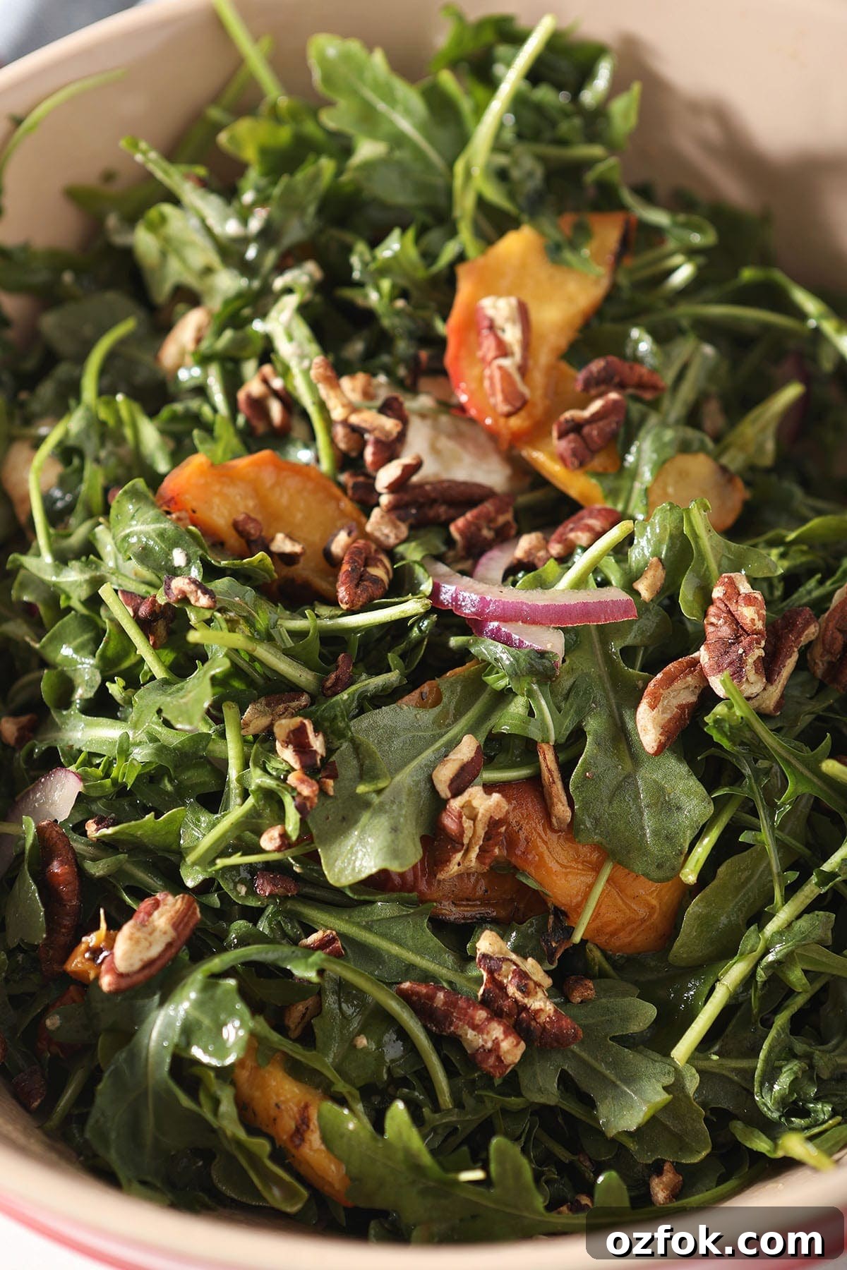 20+ Fourth of July Grilling Recipes for Your Backyard BBQ 16 Close up of an arugula salad with peaches