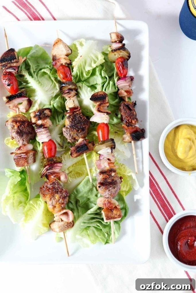 20+ Fourth of July Grilling Recipes for Your Backyard BBQ 8 Cheeseburger Kebabs on a platter