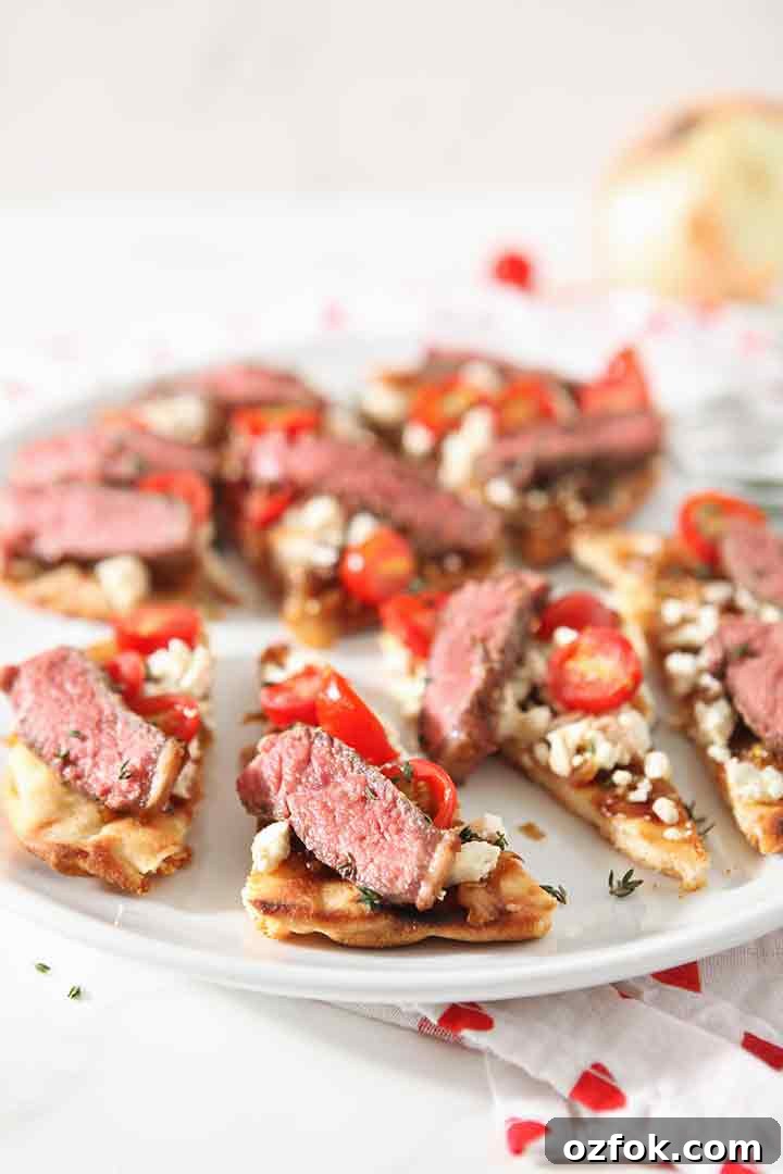 20+ Fourth of July Grilling Recipes for Your Backyard BBQ 10 Close up of Grilled Steak Flatbread, sliced