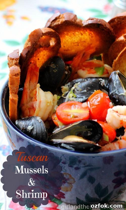 Tuscan-Style Steamed Mussels & Shrimp with Garlic Wine Broth 5 Tuscan Mussels and Shrimp. Girl and the Kitchen-