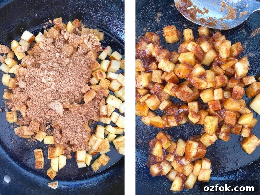 Gluten-Free Cinnamon Apple Crumble Panna Cotta Recipe 4 caramilized apples for caramel apple panna cotta