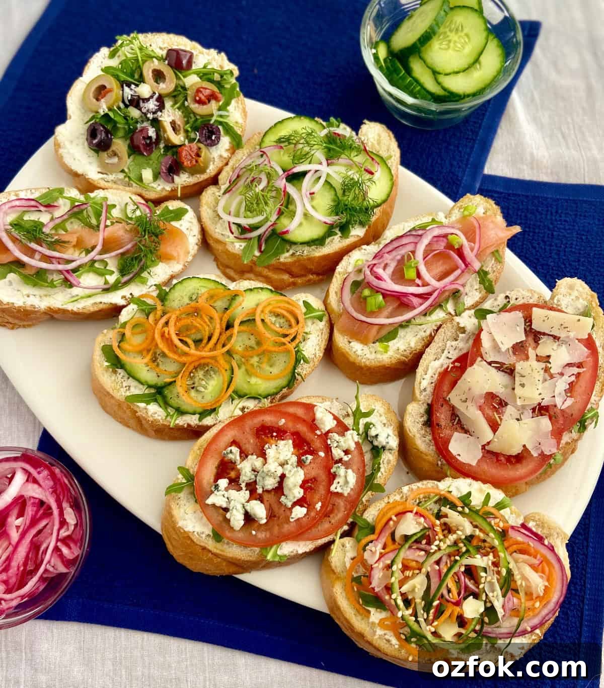 8 Flavorful Vegetarian Bruschetta Toppings for Every Occasion 12 Vegetarian Bruschetta Toppings on platter.