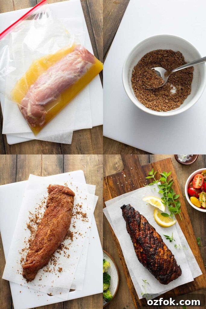 step by step photos on how to make grilled pork tenderloin 