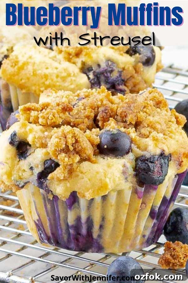 Blueberry Sour Cream Muffins with Crunchy Streusel Topping 8 Sour Cream Blueberry Muffins with Streusel pinterest pin image