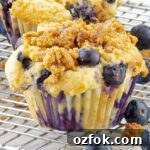 Blueberry Sour Cream Muffins with Crunchy Streusel Topping 9 one blueberry sour cream muffins on a wire rack