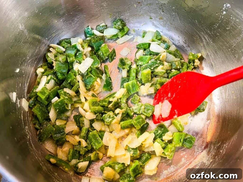 Creamy Jalapeño Soup Recipe: Smooth, Spicy, and Cozy 6 Garlic added to the sautéed veggies.