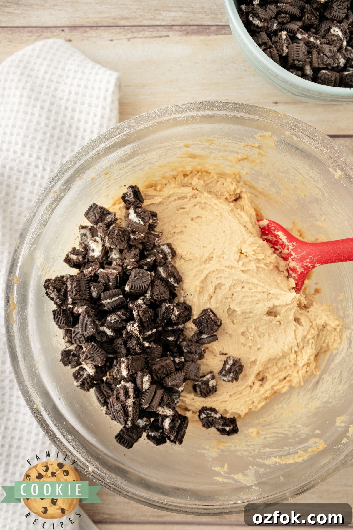 Decadent Oreo Cookie Bar Recipe: Chewy, No-Bake Dessert 11 Add chopped Oreos to cookie dough.