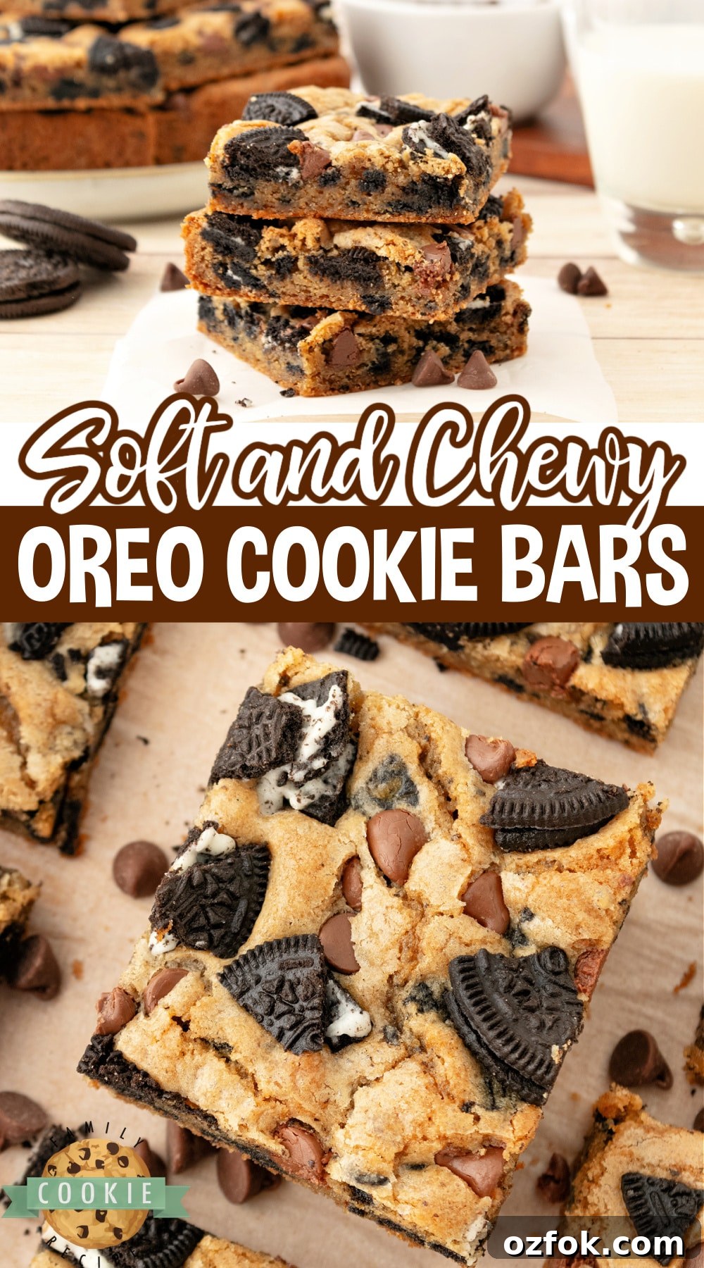 Decadent Oreo Cookie Bar Recipe: Chewy, No-Bake Dessert 17 Oreo Cookie Bars are made with tons of Oreos. You can call them Cookies & Cream Bars instead, but whatever you call them, they're soft, chewy, gooey, and AMAZING!