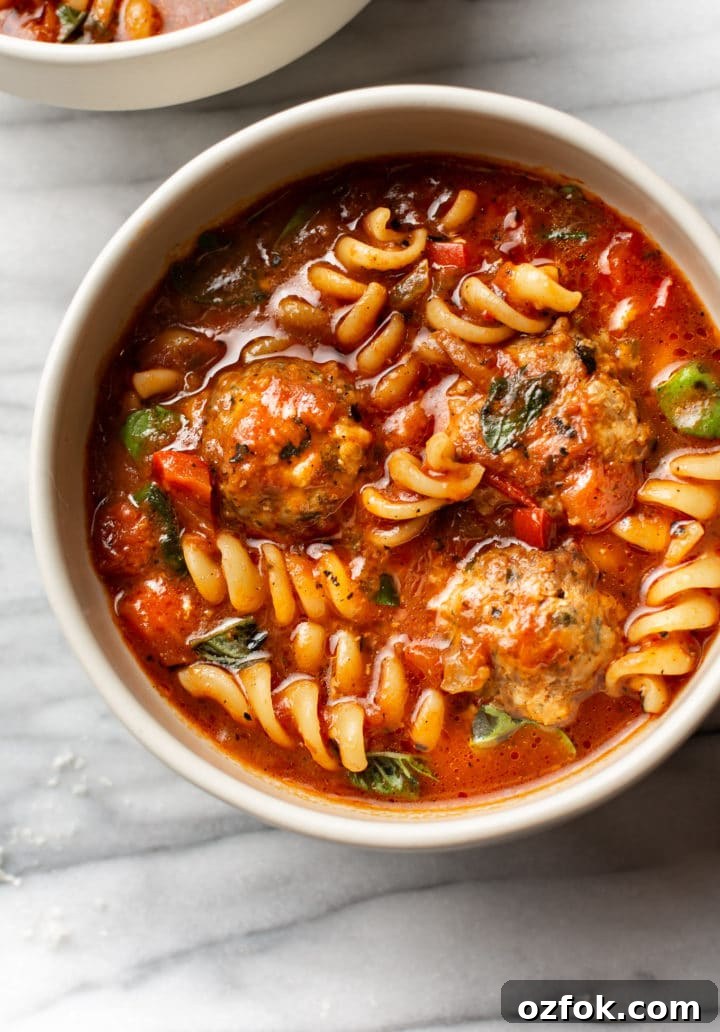Hearty Italian Meatball Soup Recipe 2 Italian meatball soup in two bowls