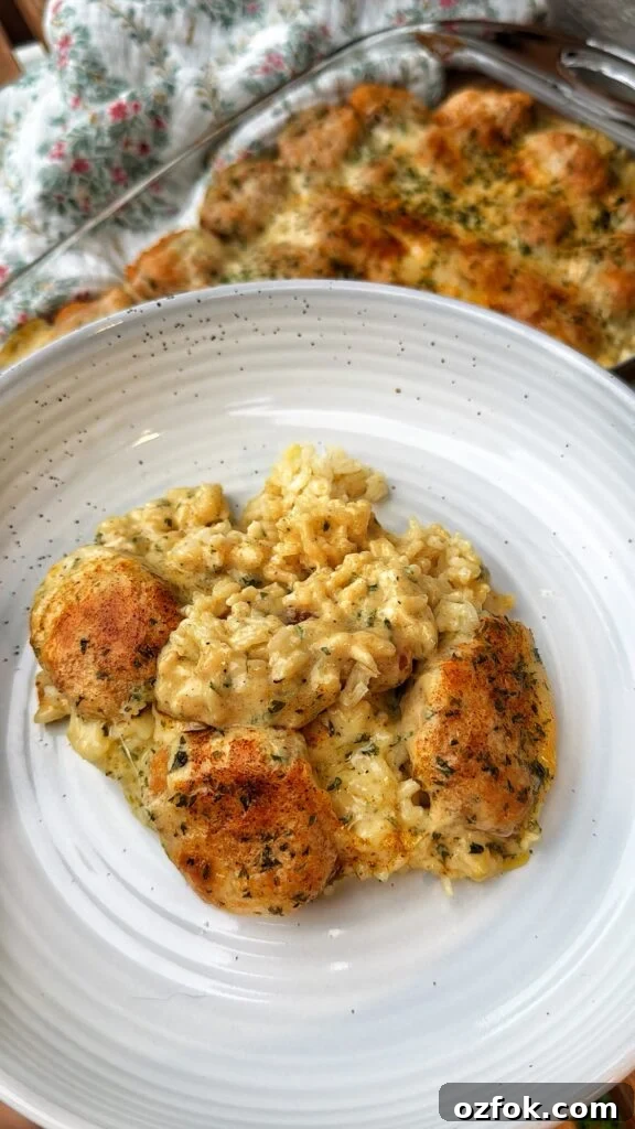Creamy Chicken Kiev Casserole Bake 3 A serving of the casserole on a plate