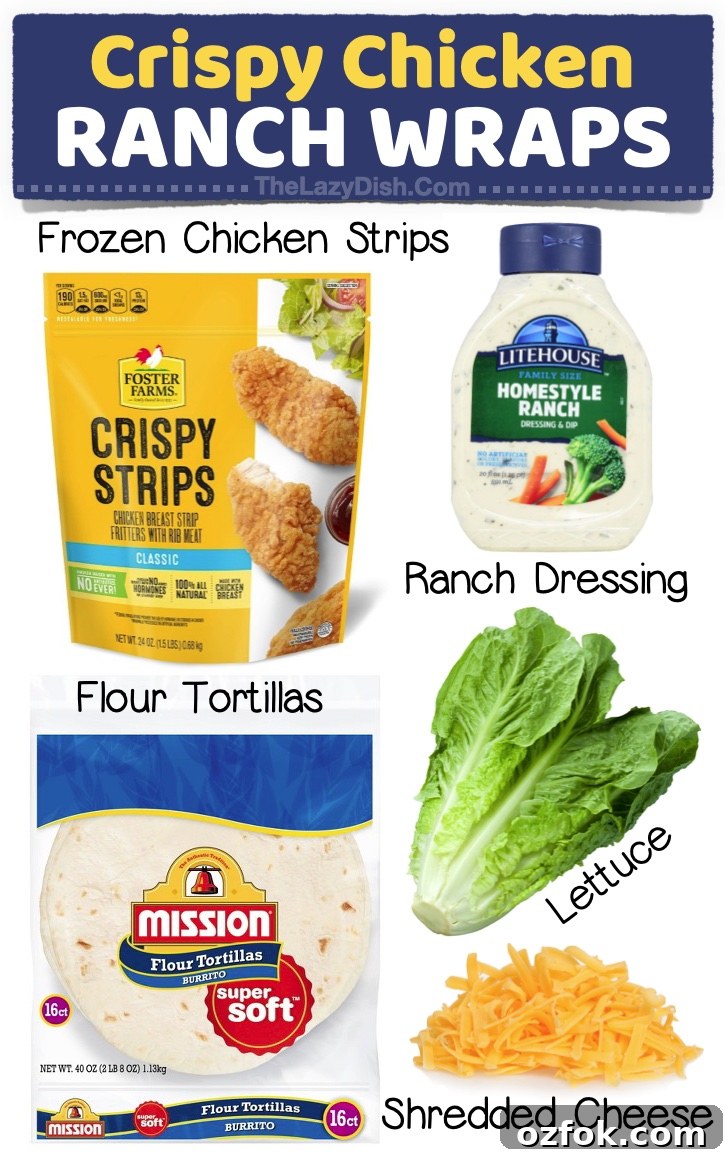 23 Quick Last-Minute Dinner Ideas for Busy Weeknights 3 Crispy Chicken Ranch Wraps | Quick and easy dinner ideas on a budget! Last minute dinners you can simply pick up at the grocery store on your way home from work. Lots of time saving hacks.