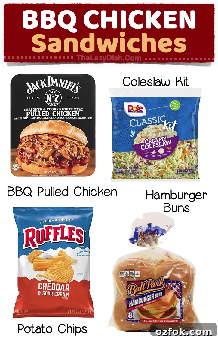 23 Quick Last-Minute Dinner Ideas for Busy Weeknights 7 Easy BBQ Chicken Sandwiches | Running out of dinner ideas for your family? Your picky kids will love all of these simple store-bought meals! A list of ideas to throw together last minute for busy weeknights when you're too tired to cook. Great for moms and dads on a budget!
