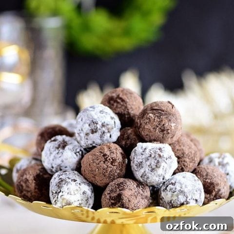 easy Rum Balls on gold tray