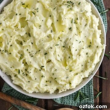 Rosemary mashed potatoes in bowl.