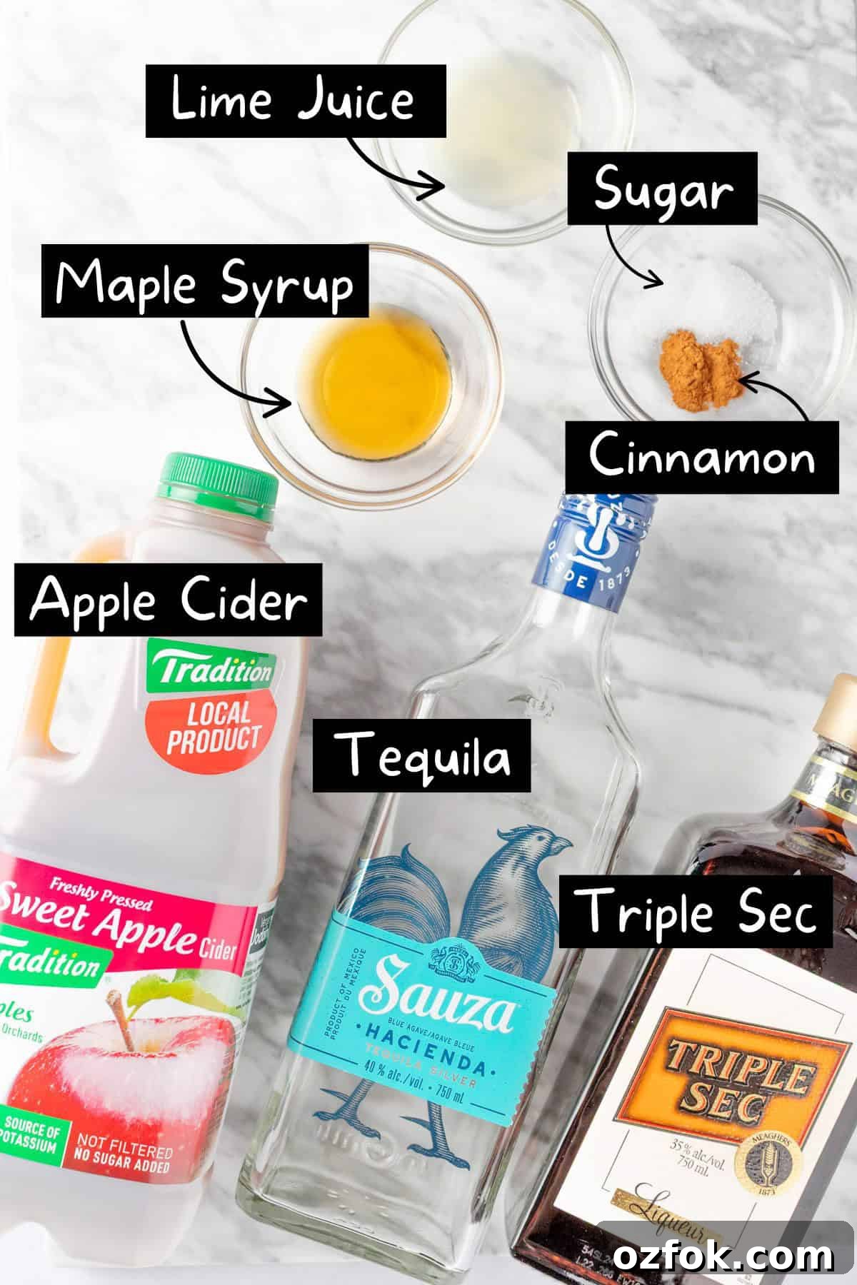 Apple Cider Margarita Recipe: Spiced Fall Cocktail Guide 3 The ingredients needed to make the apple cider margarita.