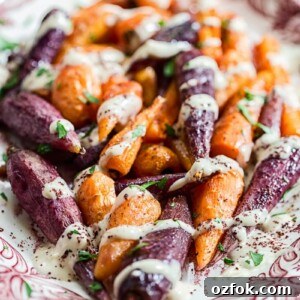 Roasted Carrots with Lemon Tahini and Garlic Sauce 6 colourful plate with roasted carrots