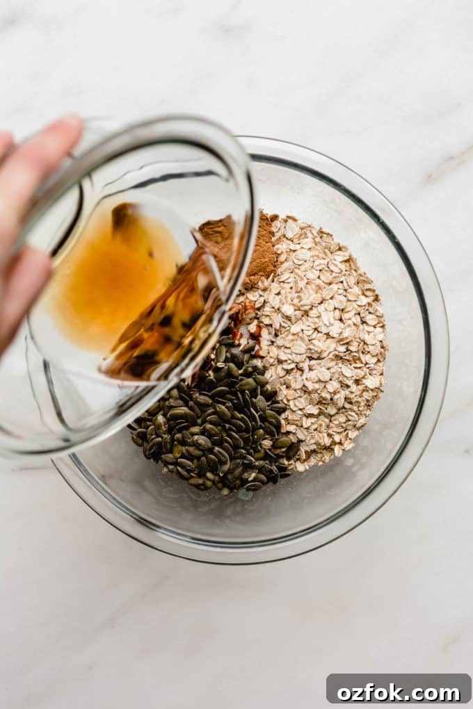 Pouring maple syrup into bowl