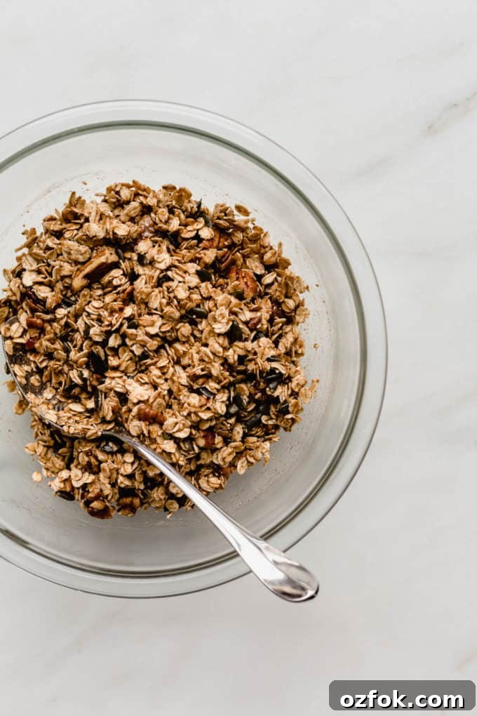 Bowl of pumpkin spice granola