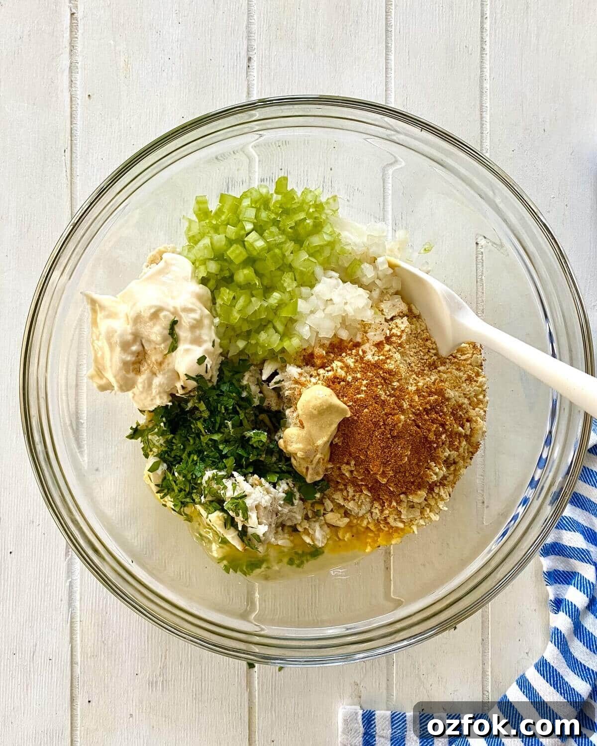 crab stuffing for mushrooms in a bowl.