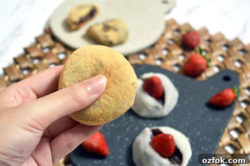 Kinako Red Bean Mochi Recipe: Chewy Japanese Sweet Treat 2 red bean mochi with kinako