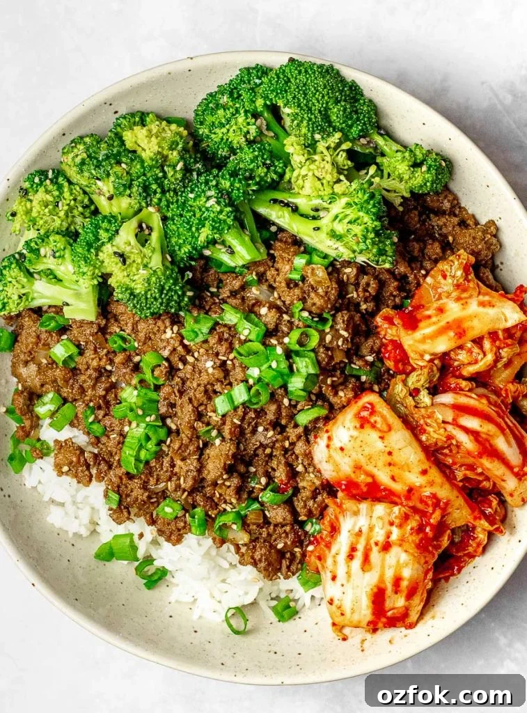 Spicy Korean Radish Salad (Musaengchae) — Authentic Recipe 10 Korean beef bowl with broccoli, kimchi, and scallions; bulgogi bowl
