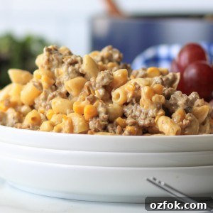 This Homemade Hamburger Helper is packed with the flavor we all know and love! Pasta and ground beef covered in a creamy, cheesy sauce.