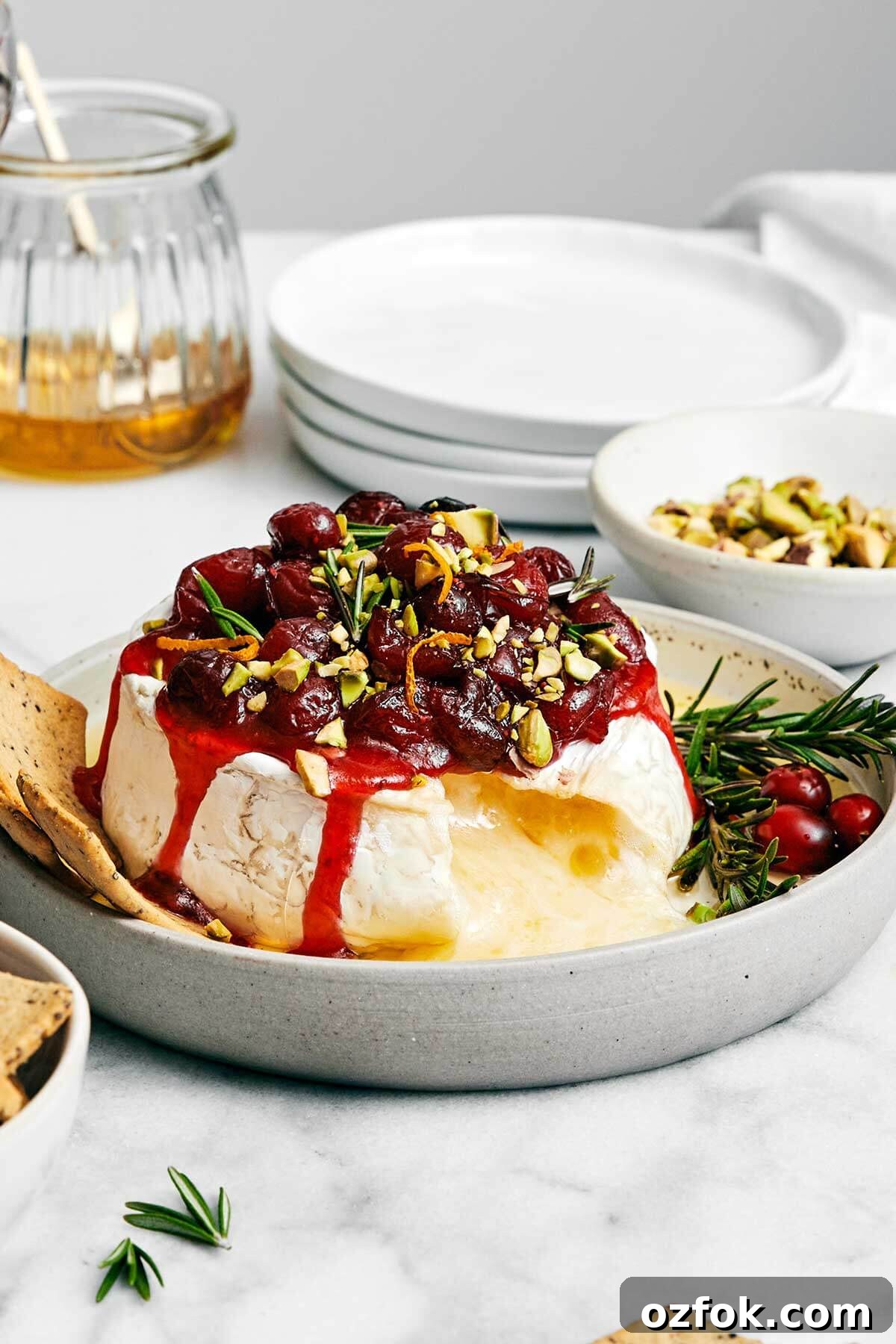 A plate of baked brie.