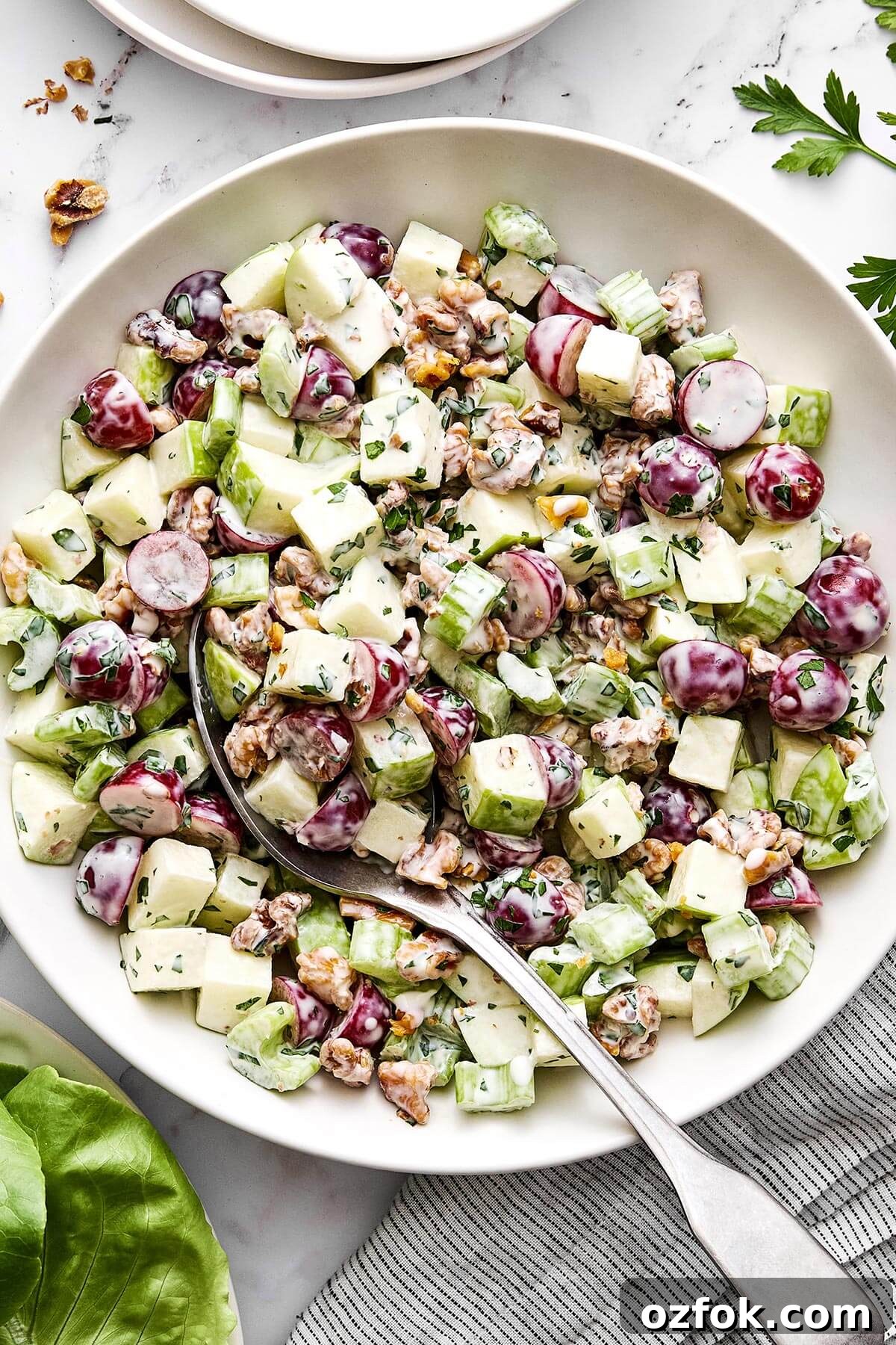A bowl of Waldorf salad.