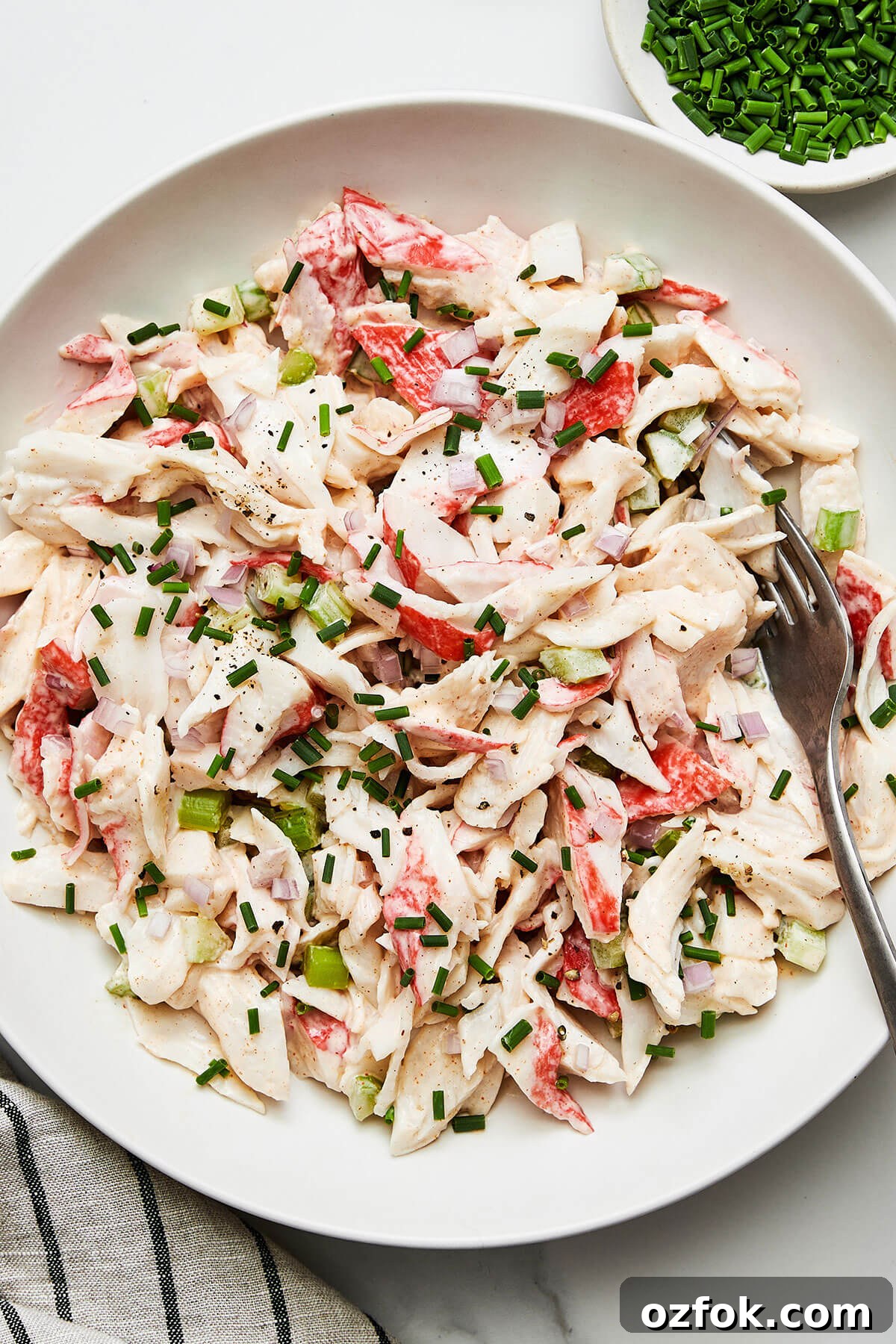 A bowl of crab salad