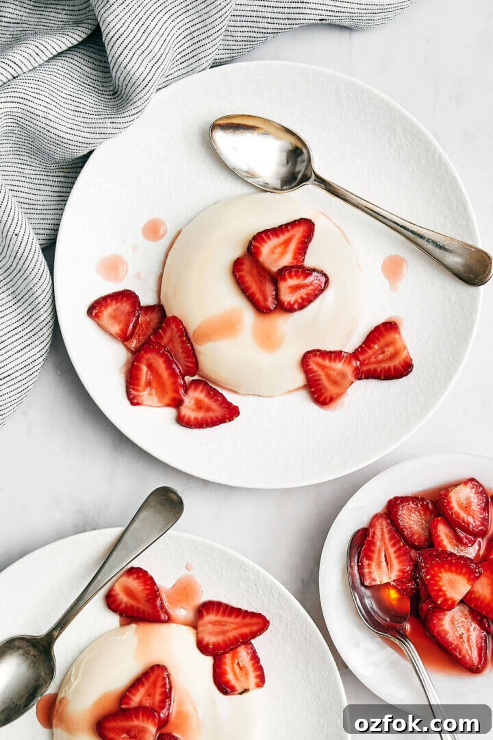 A white plate of panna cotta